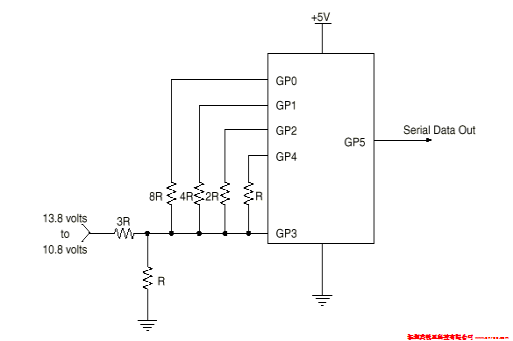 PIC12C508單片機(jī)蓄電池監(jiān)控電路圖