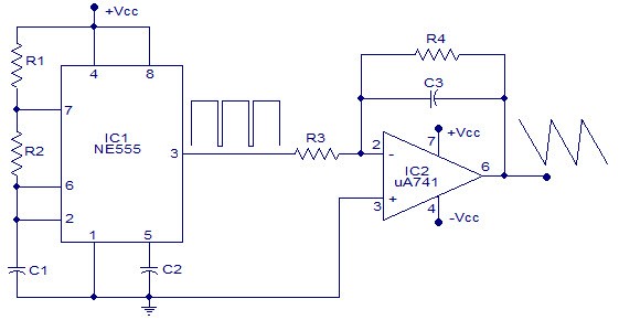 使用555定時(shí)器的方波發(fā)生器電路